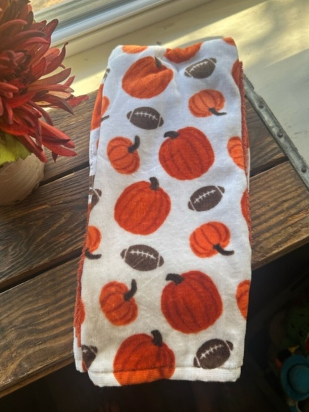 Fall Pumpkin & Football Kitchen Towels